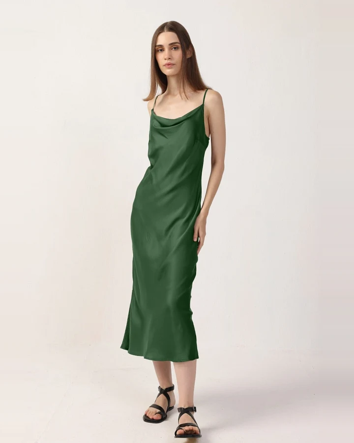 Neu Nomads Damen vegan Midikleid Cowl Neck Moss
