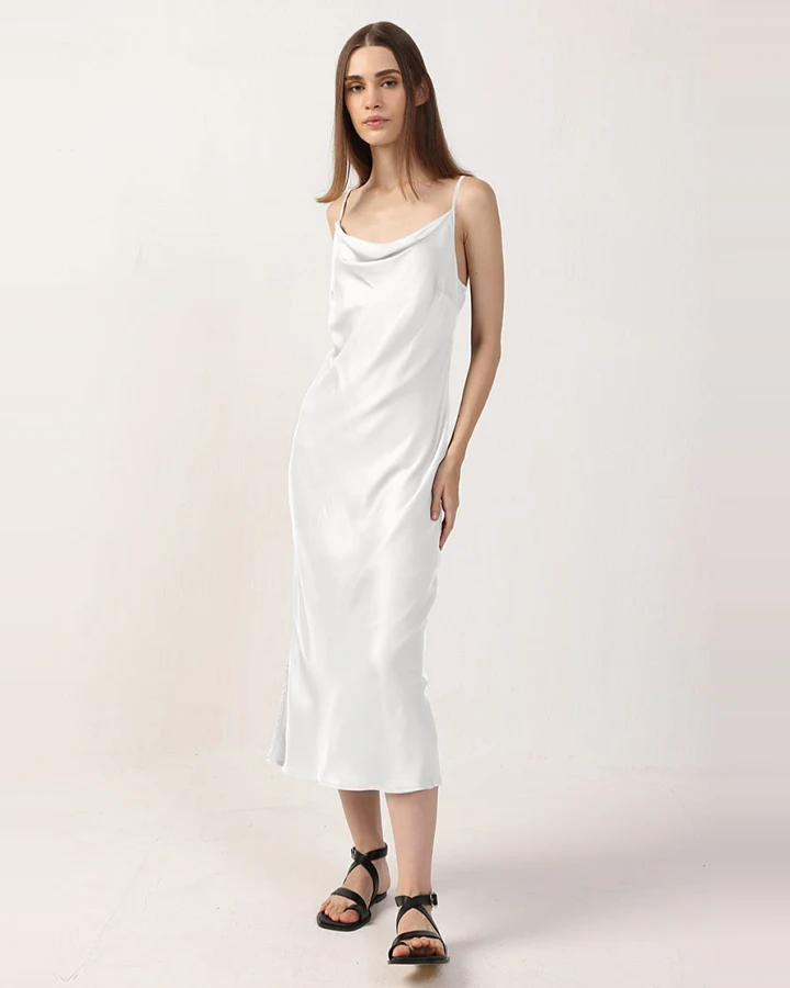 Neu Nomads Damen vegan Kleid Midi Rundhalsausschnitt Schneewittchen