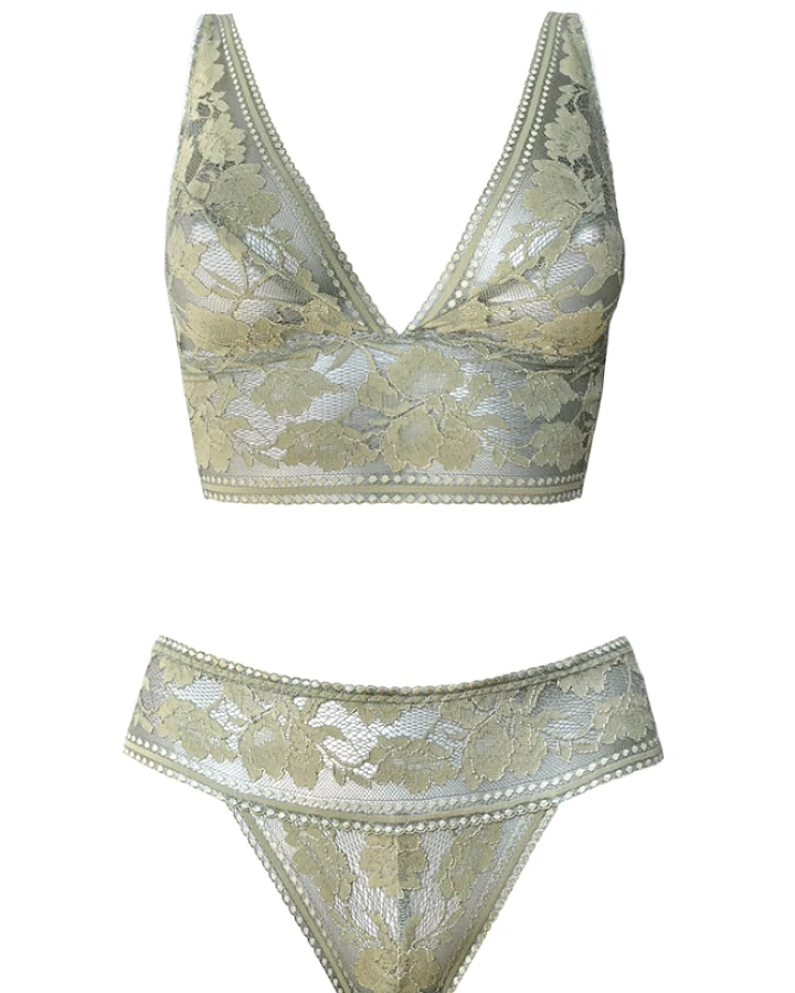 Anekdot Damen vegan Set Bralette & Slips Viana Verde Salbei Grün
