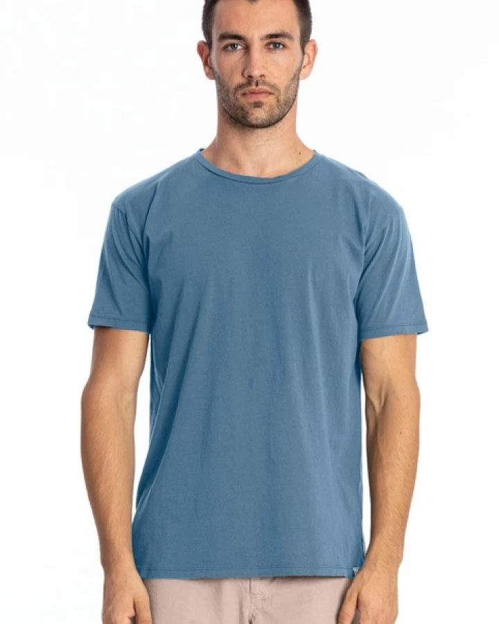 RAVENS VIEW IBIZA Herren vegan T-Shirt Rundhalsausschnitt Azur Jeans Blau