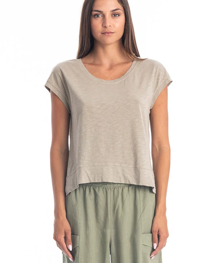 RAVENS VIEW IBIZA Damen vegan Top Efeu Stein