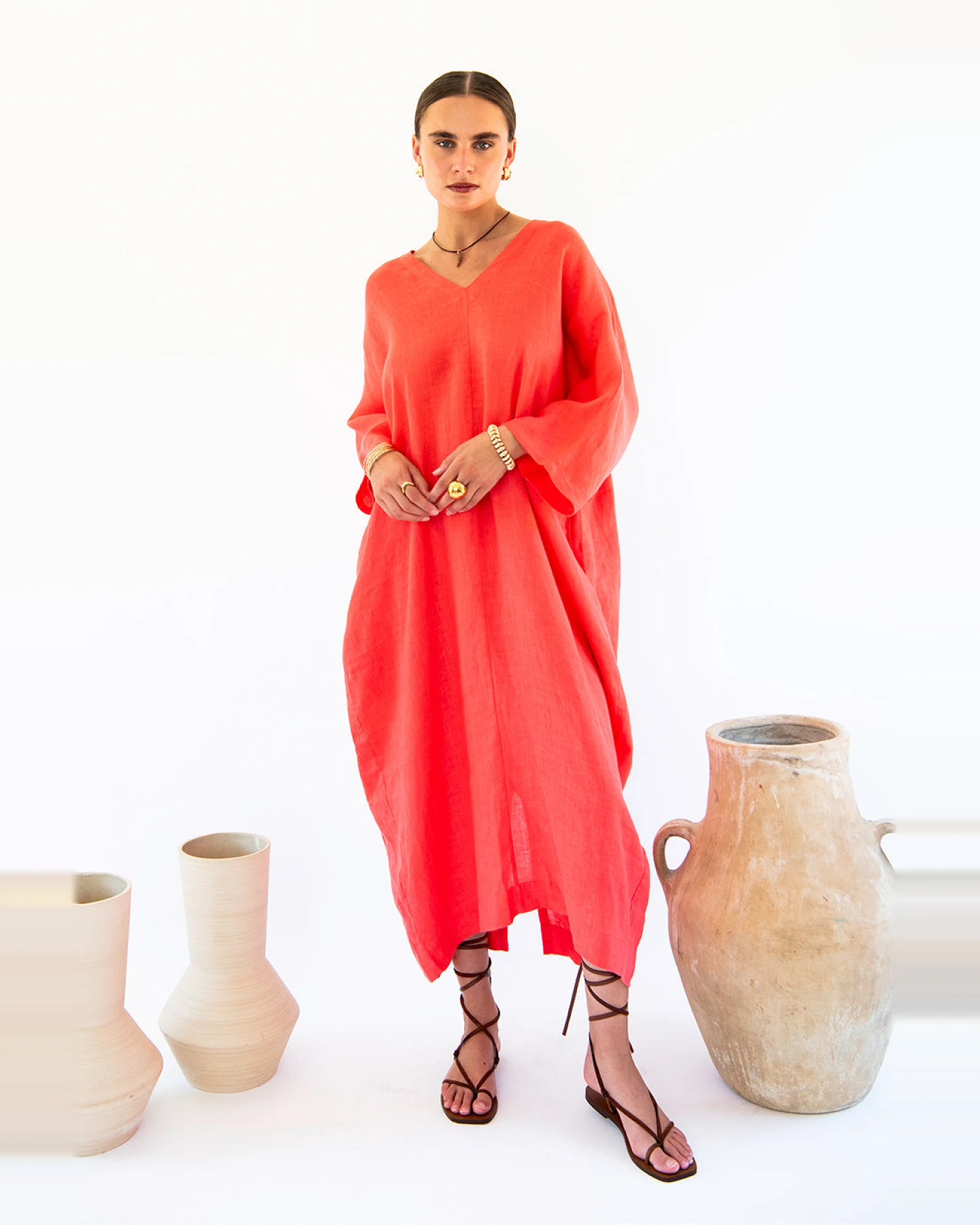 Neu Nomads Damen vegan Kleid Kaftan Isla Coral – Ansicht 2