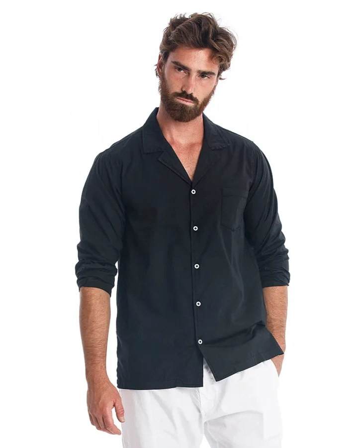 RAVENS VIEW IBIZA Herren vegan Hemd Daniele Schwarz