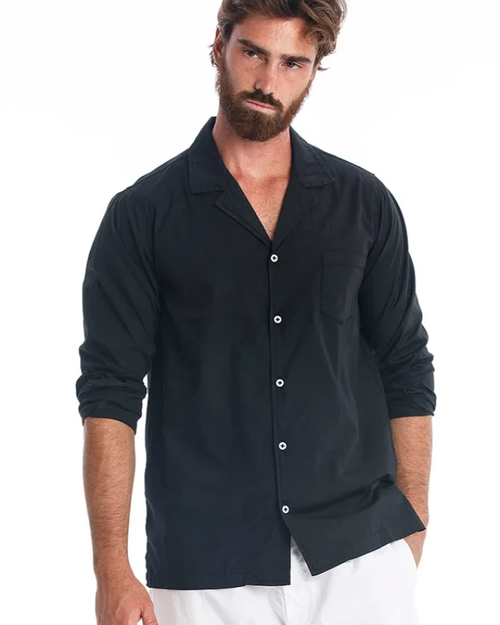 RAVENS VIEW IBIZA Herren vegan Hemd Daniele Schwarz