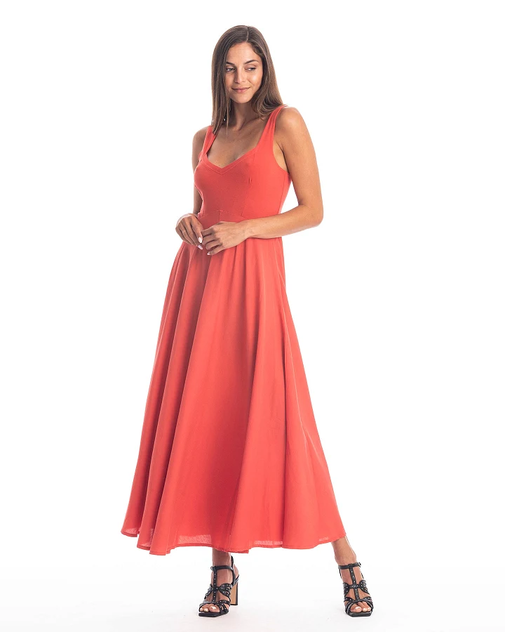 RAVENS VIEW IBIZA Damen vegan Kleid Madonna Fliese Rot