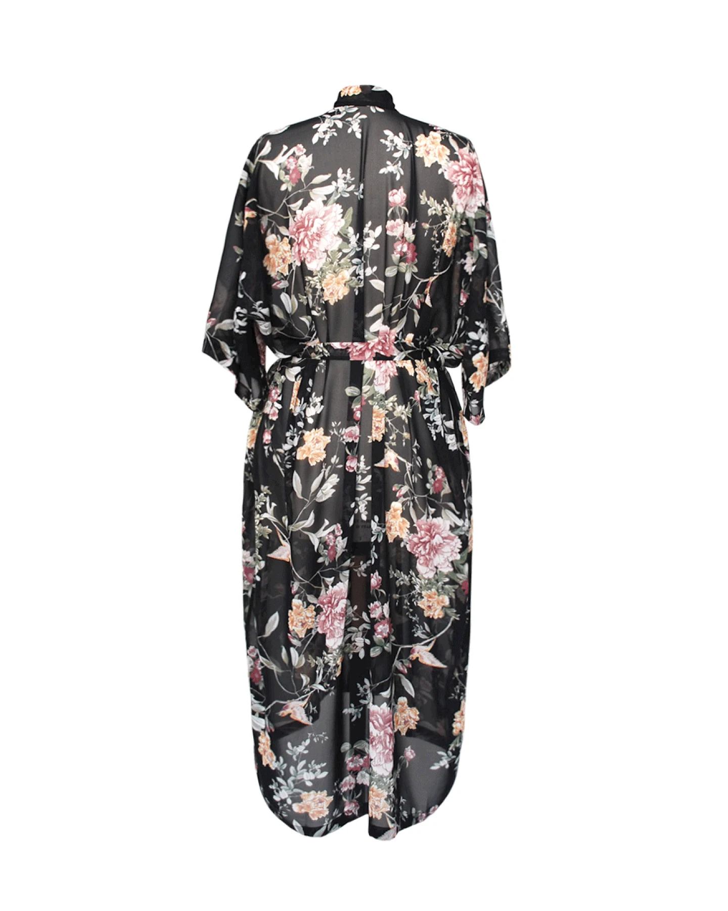 Anekdot Damen vegan Robe Sheer Floral Multicolour – Ansicht 2