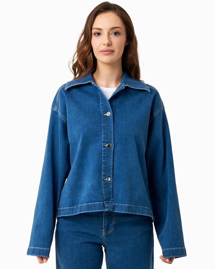 ORGANICATION Damen vegan Jacke Denim Medium Blau
