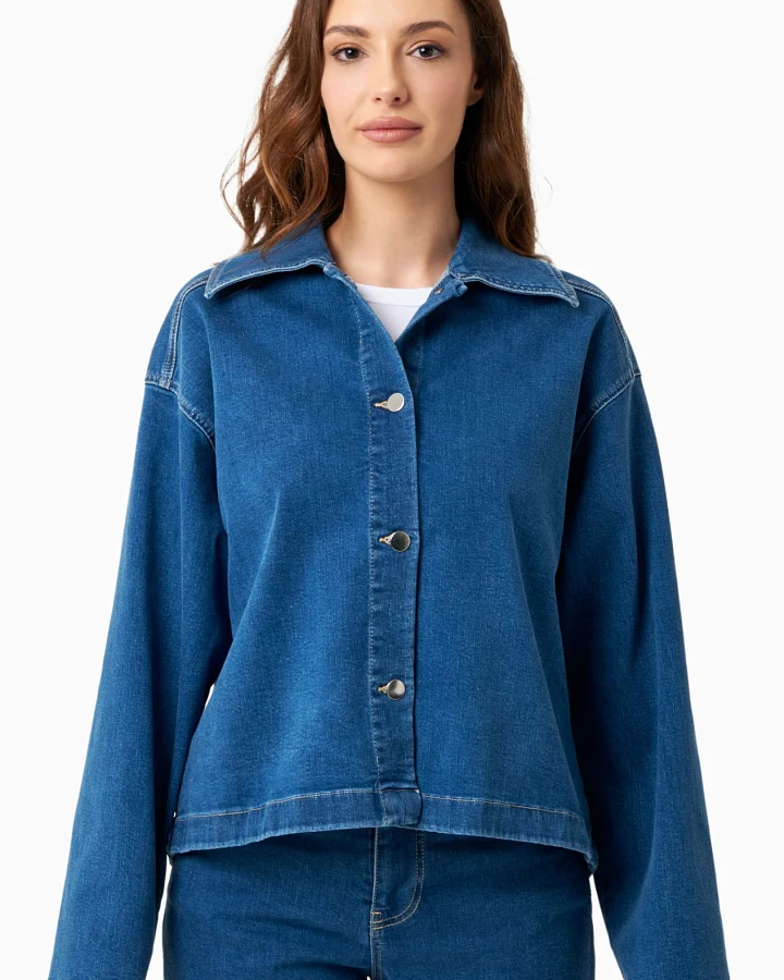 ORGANICATION Damen vegan Jacke Denim Medium Blau