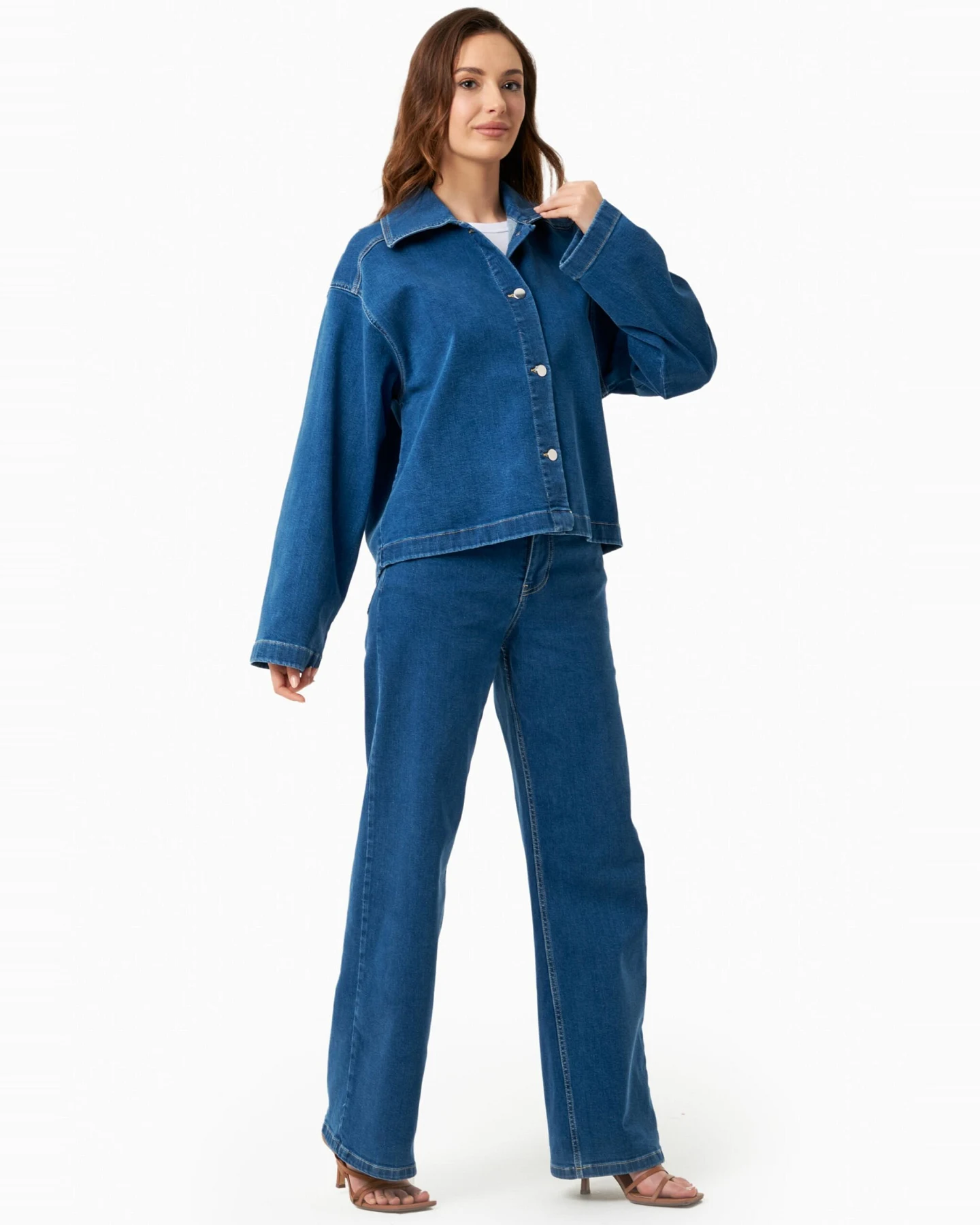 ORGANICATION Damen vegan Jacke Denim Medium Blau – Ansicht 2