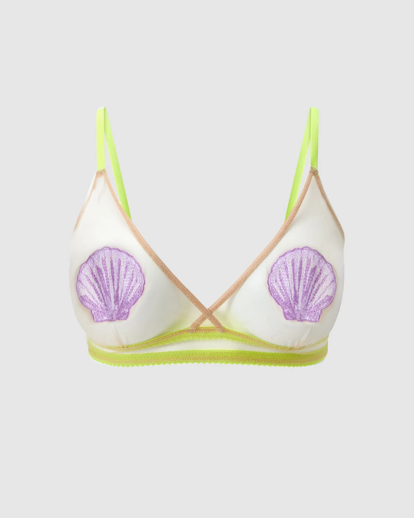 Understatement Damen vegan Bralette Triangle Mesh - Beige/Lila – Ansicht 2