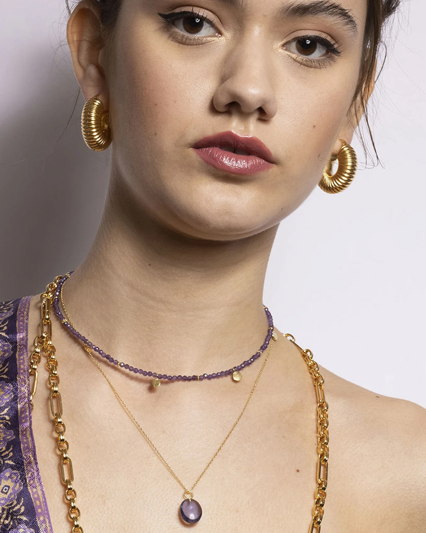 Amadeus Damen vegan Halskette Eden Goldkette Mit Amethyst-Anhänger – Ansicht 2
