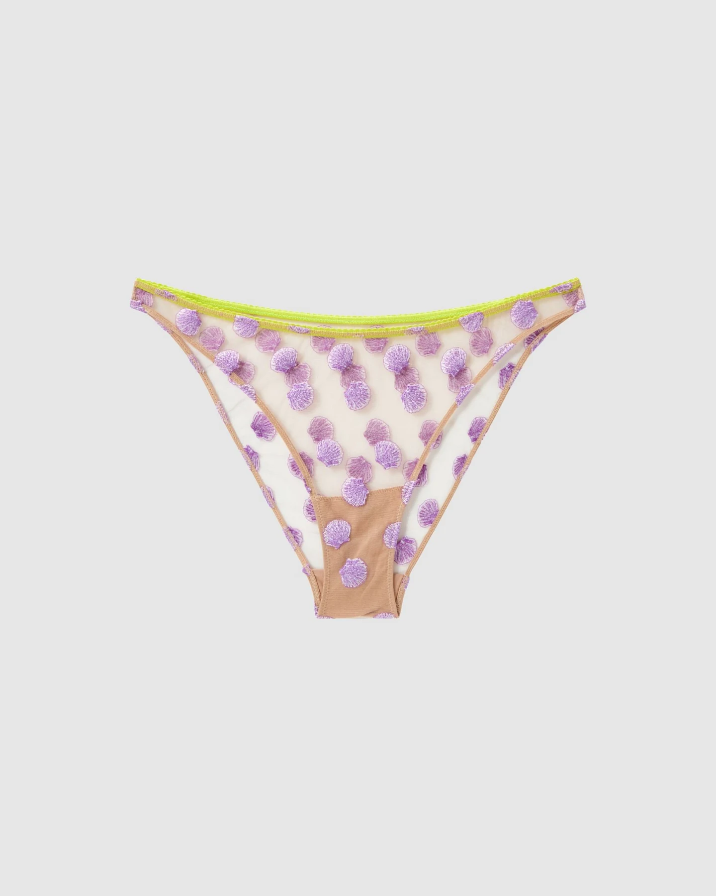 Understatement Damen vegan Bikini-Slip Mesh Warm Beige/Lila – Ansicht 2