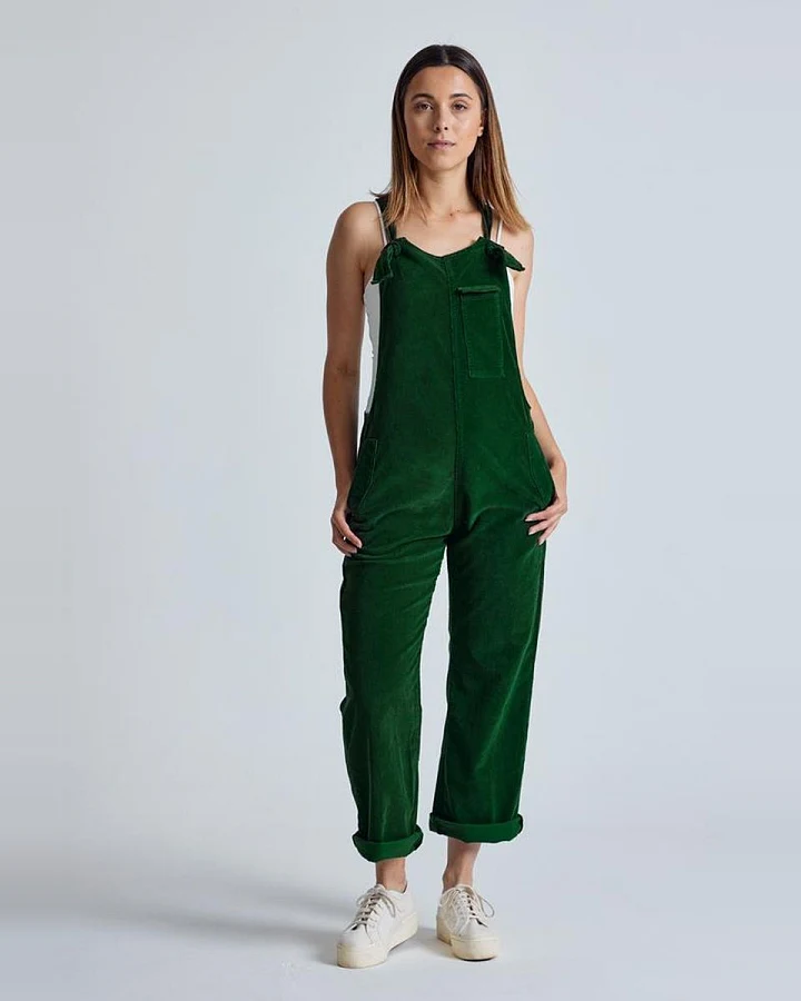Flax and Loom Damen vegan Latzhose Corduroy Mary Lou Winter Grün
