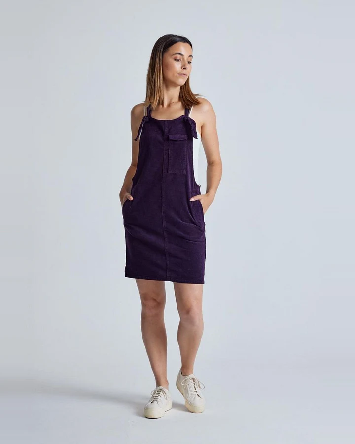 Flax and Loom Damen vegan Kleid Corduroy Peggy Aubergine