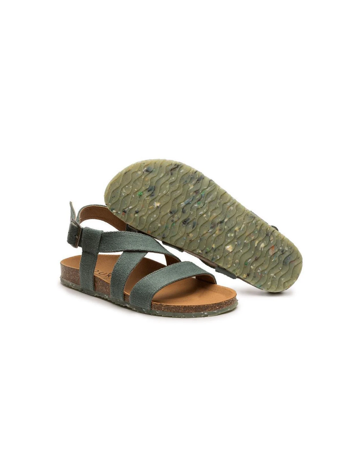 Zouri Damen vegan Sandalen Sand Erde Grün – Ansicht 2