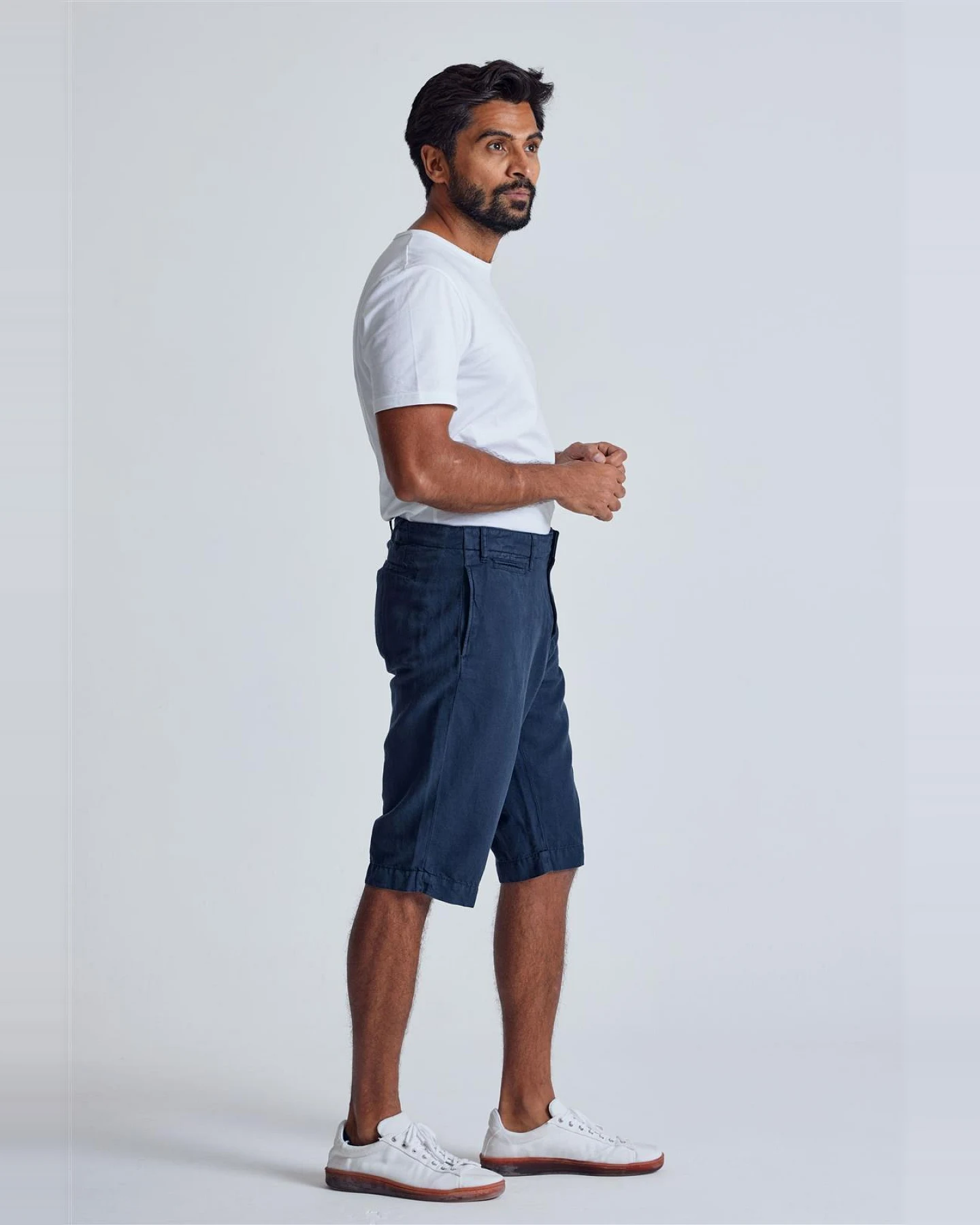 Flax and Loom Herren vegan Shorts Chino Bird Navy – Ansicht 2