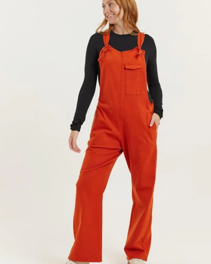Flax and Loom Damen vegan Dungaree Tencel Mary Lou Gebranntes Orange