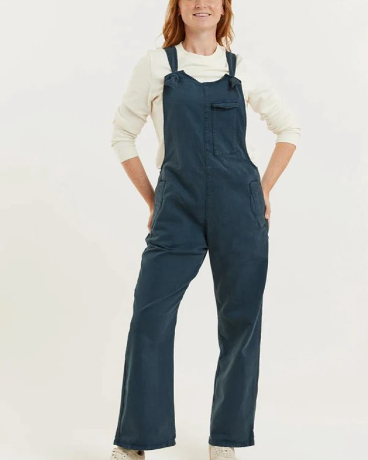 Flax and Loom Damen vegan Dungaree Tencel Mary Lou Marine
