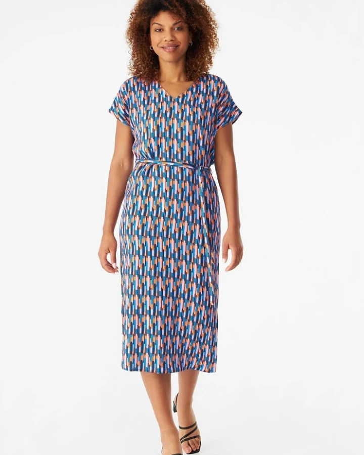 Givn Damen vegan Kleid Philine Blau/Orange Drops