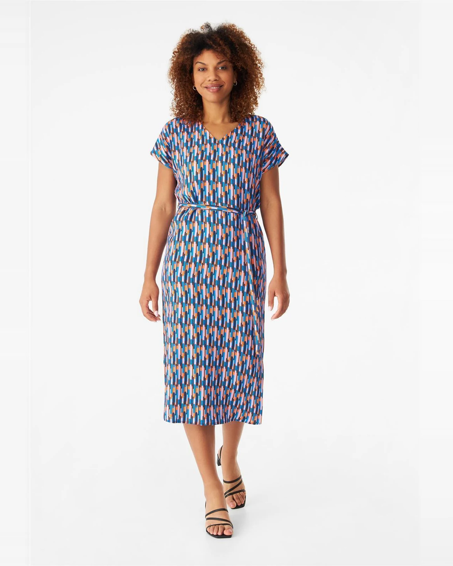 Givn Damen vegan Kleid Philine Blau/Orange Drops – Ansicht 2