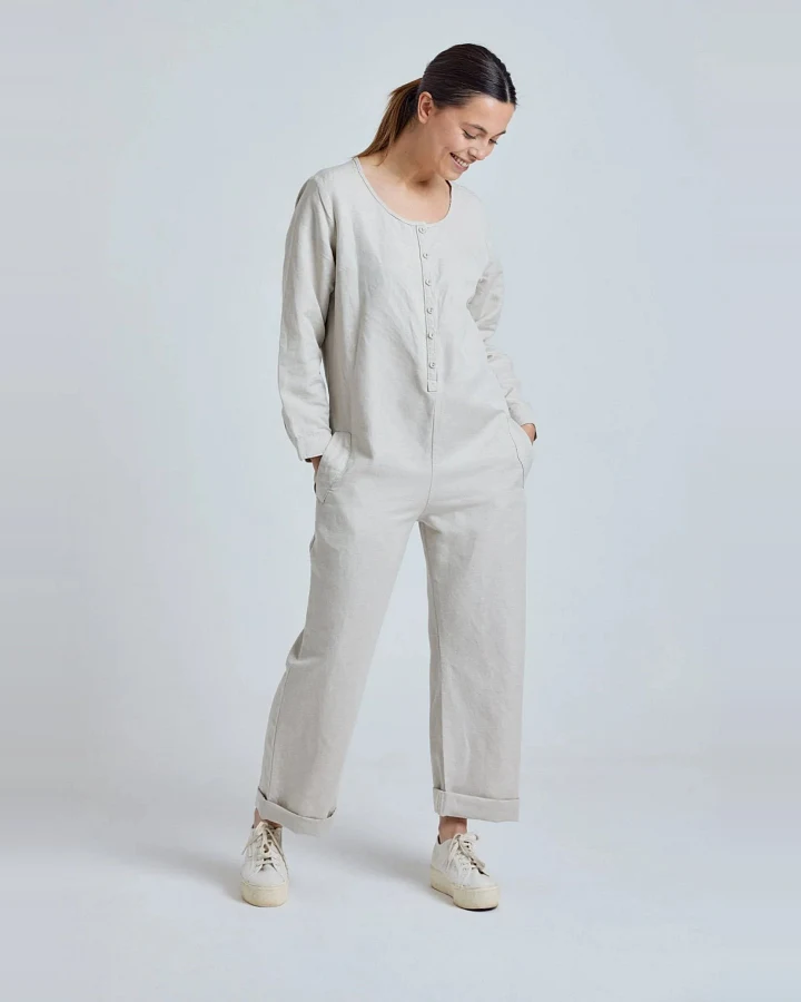 Flax and Loom Damen vegan Jumpsuit Clara Natural Beige