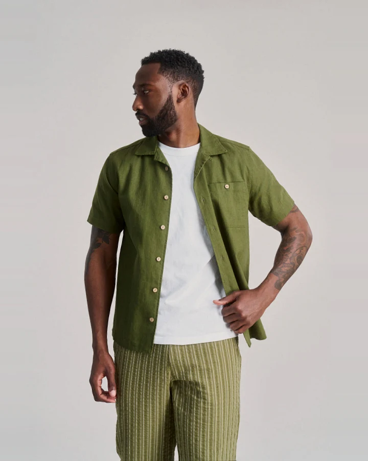 KOMODO Herren vegan Hemd Mit Kurzen Ärmeln Spindrift Khaki