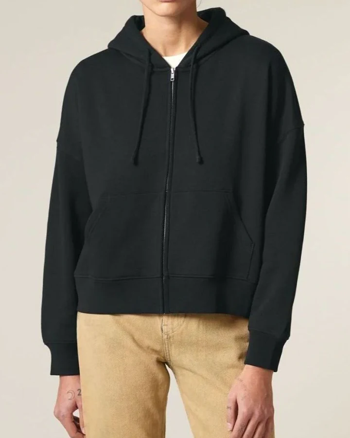 UNIPOLAR Damen vegan Reißverschluss Hoodie Idai Schwarz