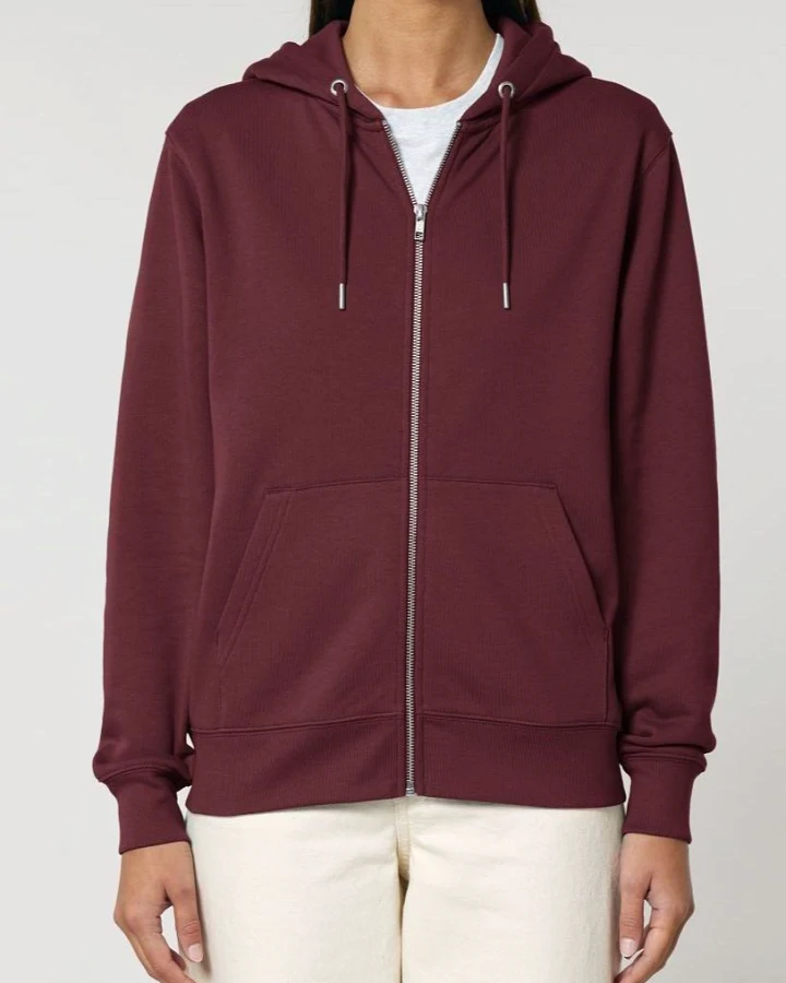 UNIPOLAR Herren vegan Zip Hoodie Basic Culving Burgundy