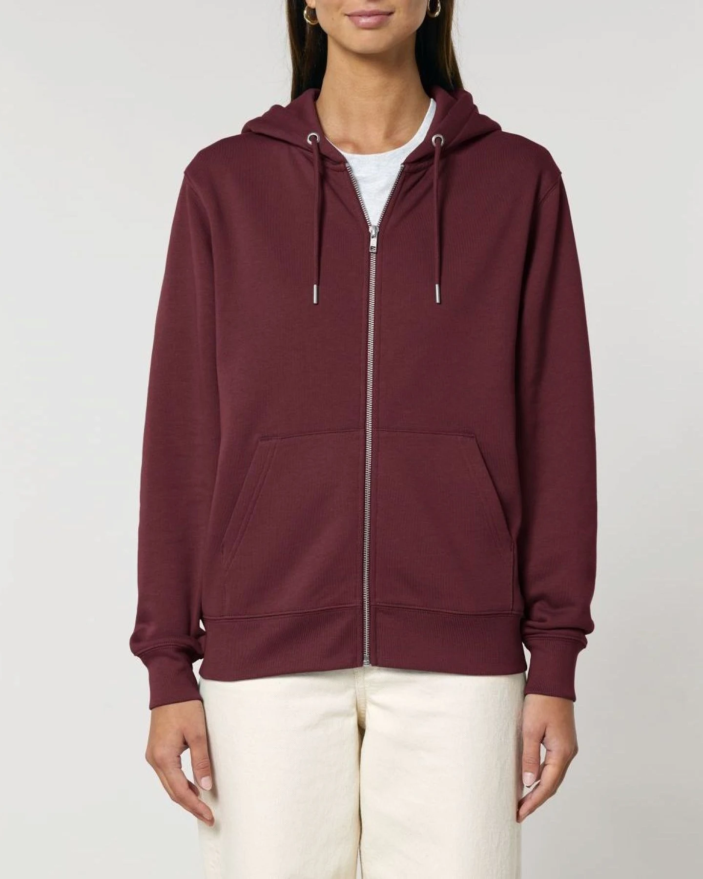 UNIPOLAR Herren vegan Zip Hoodie Basic Culving Burgundy – Ansicht 2