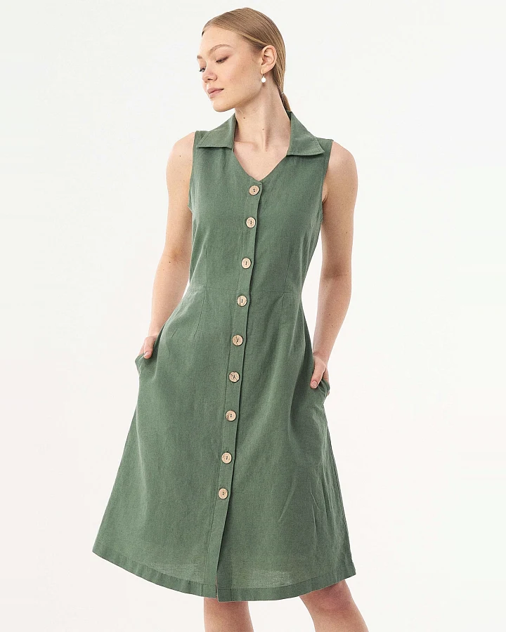 ORGANICATION Damen vegan Hemdkleid Grün