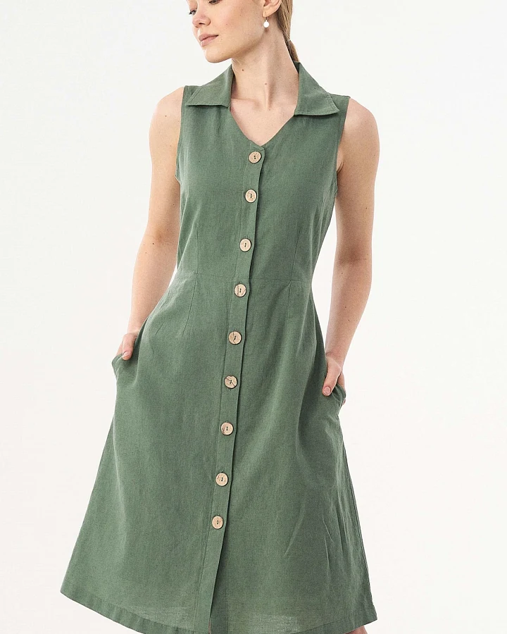 ORGANICATION Damen vegan Hemdkleid Grün