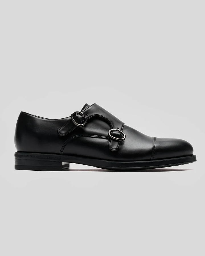 Solari Milano Herren vegan Kleid Schuhe Monk Strap Schwarz