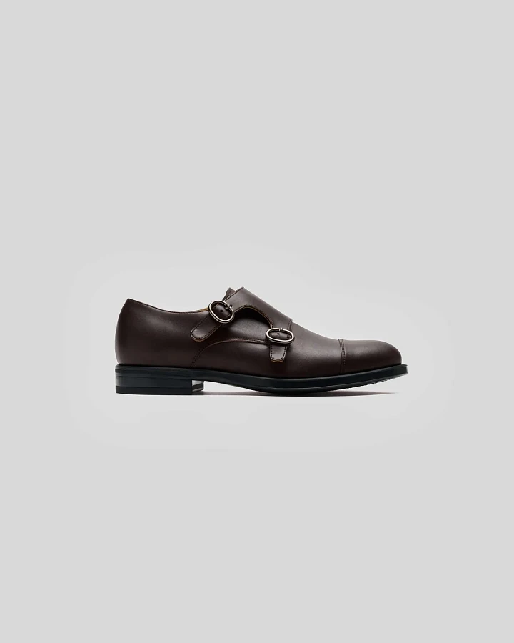 Solari Milano Herren vegan Kleid Schuhe Monk Strap Braun