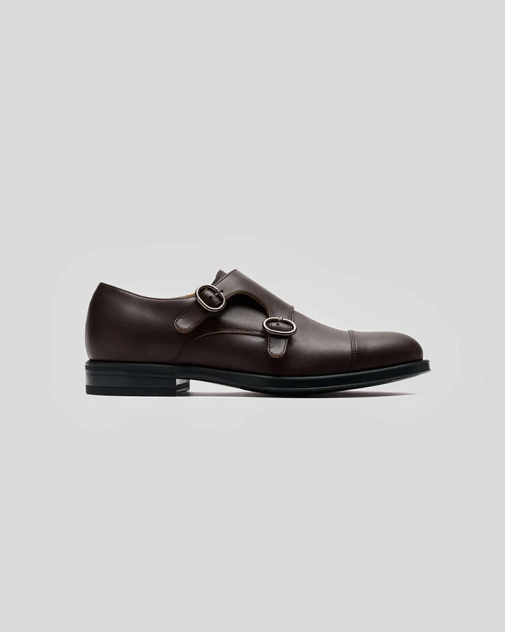 Solari Milano Herren vegan Kleid Schuhe Monk Strap Braun