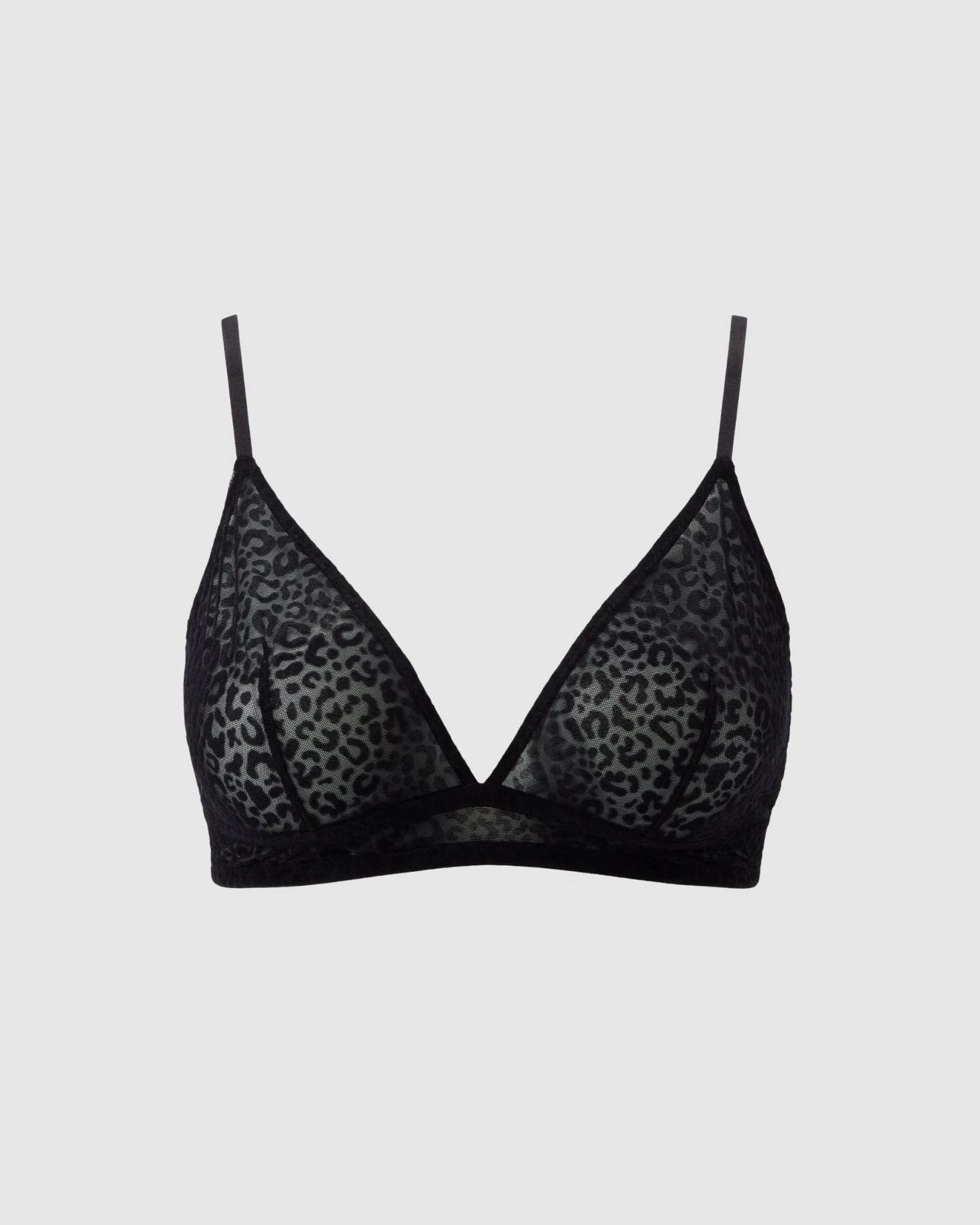 Understatement Damen vegan Leoparden Mesh Bralette - Schwarz – Ansicht 2