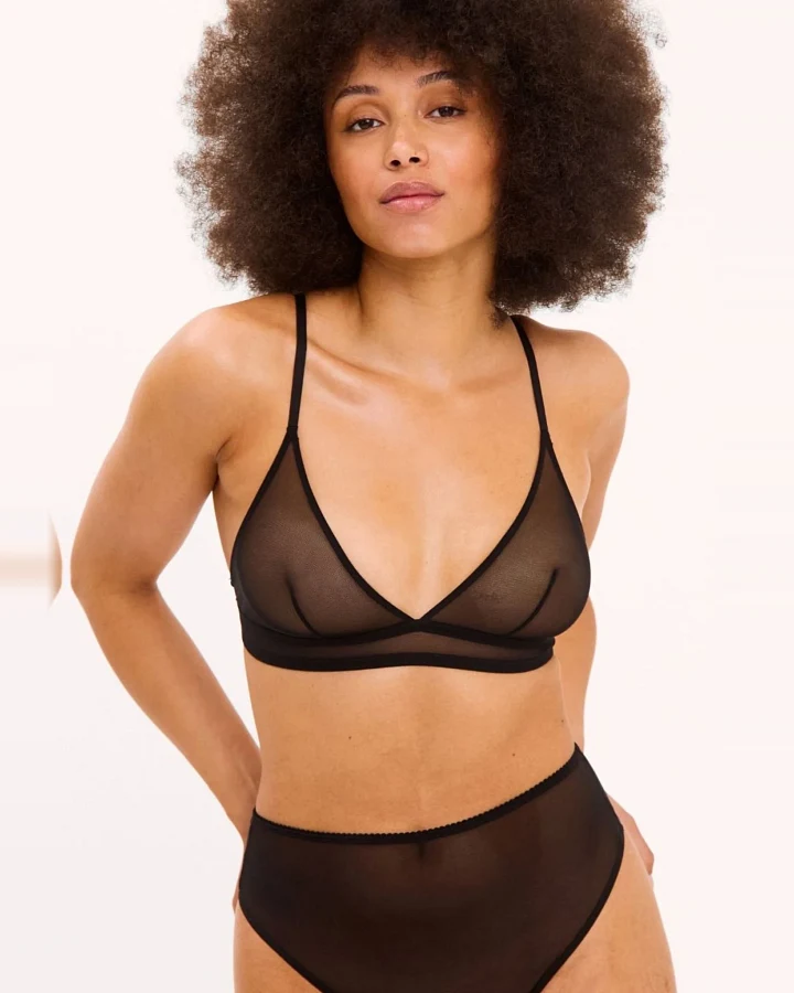 Understatement Damen vegan Bralette Mesh Triangle Schwarz