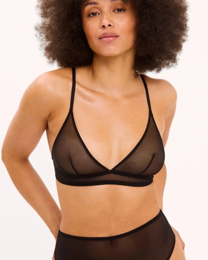 Understatement Damen vegan Bralette Mesh Triangle Schwarz
