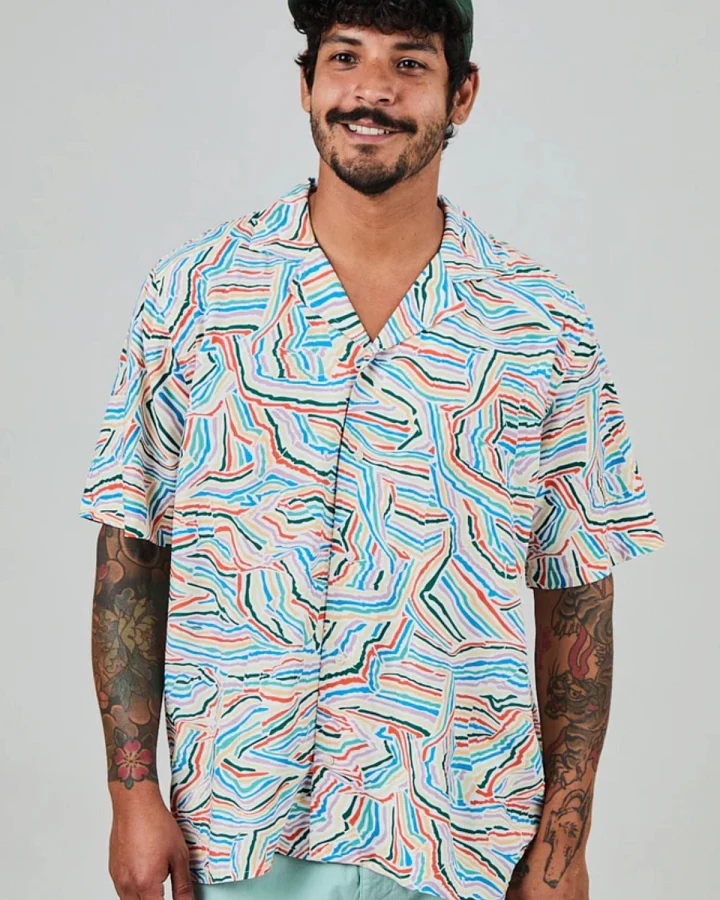 Hemd Messy Stripes Aloha Blau