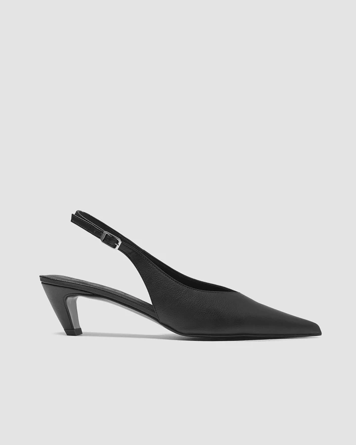 BOHEMA Damen vegan Pumps Kitten Heels Spitz Zulaufend Schwarz