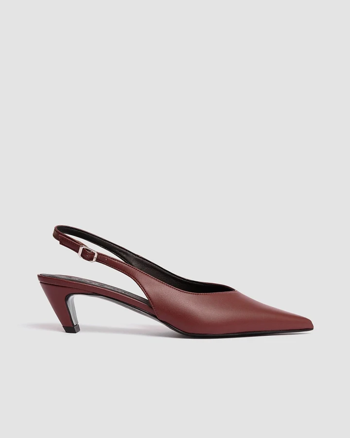 BOHEMA Damen vegan Pumps Kitten Heels Pointy Toe Burgundy
