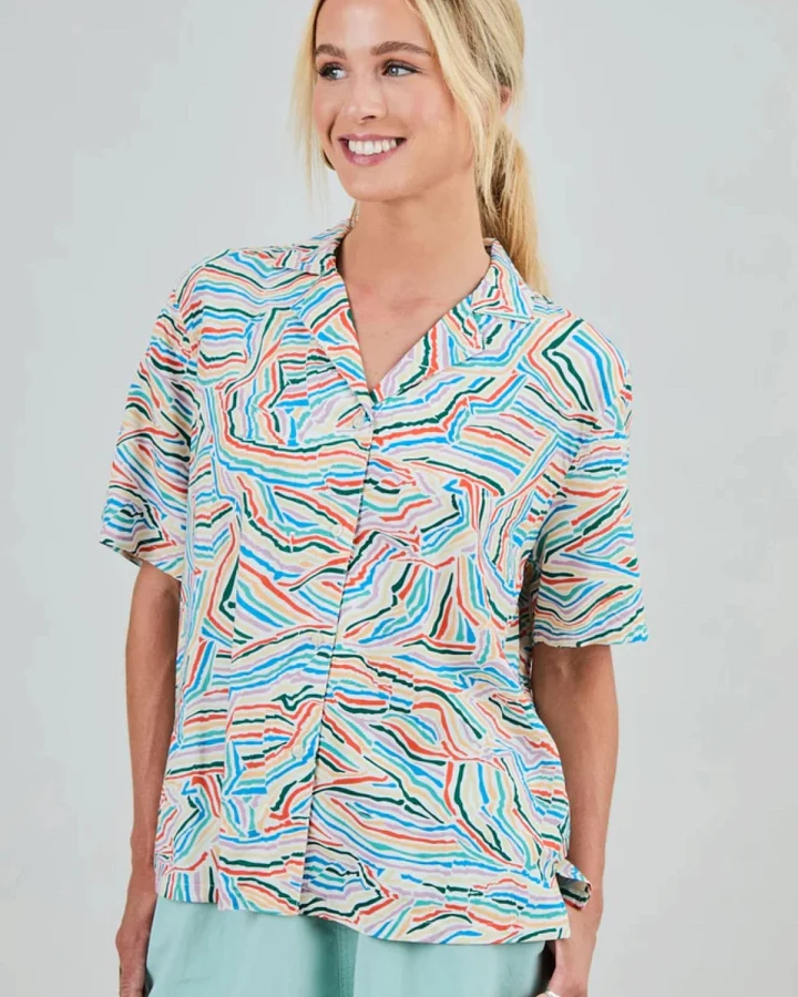 Bluse Messy Stripes Aloha Blau