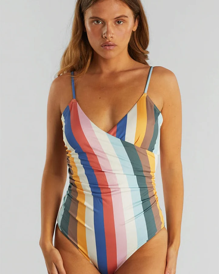 DEDICATED Damen vegan Badeanzug Klinte Stripes Multi Color
