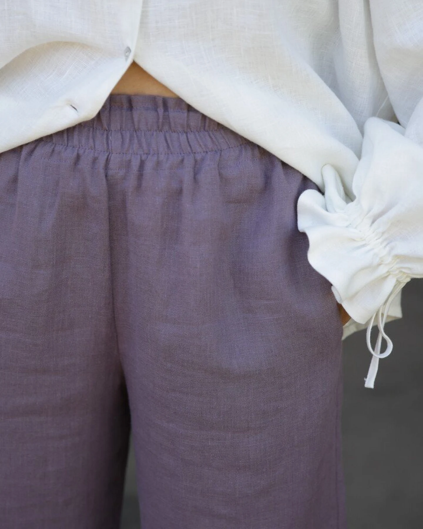 Amber Linen Damen vegan Hose Positano Lavendel Lila – Ansicht 2