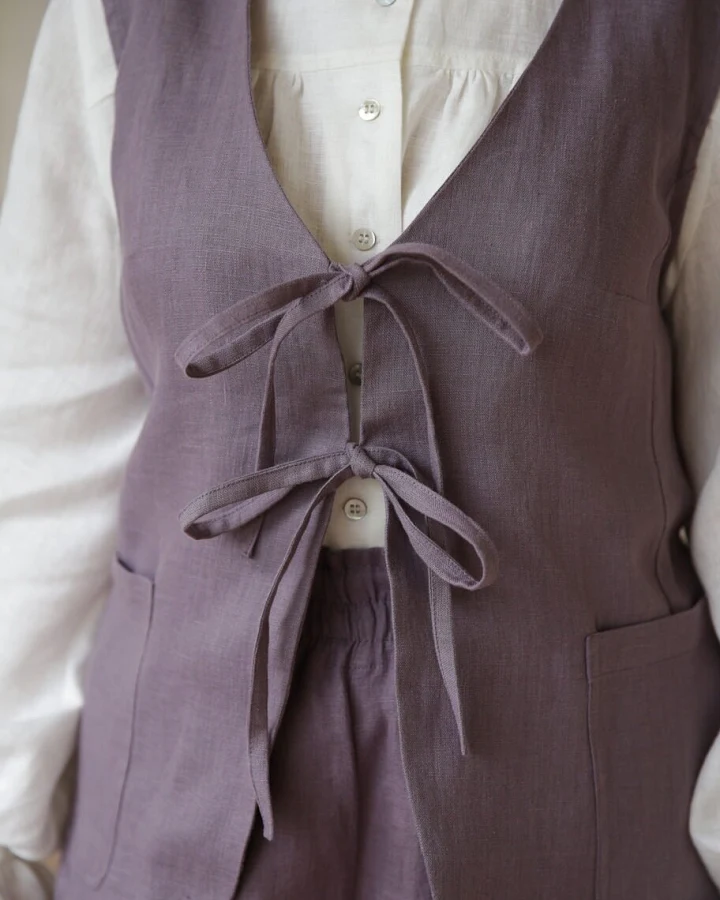 Amber Linen Damen vegan Weste Charlotte Lavendel Lila