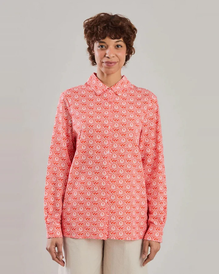 Bluse Asis Percales Daisy Rot