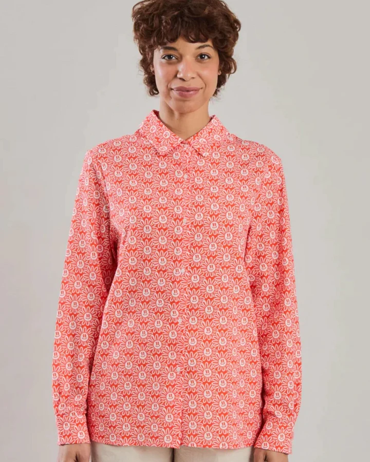 Bluse Asis Percales Daisy Rot