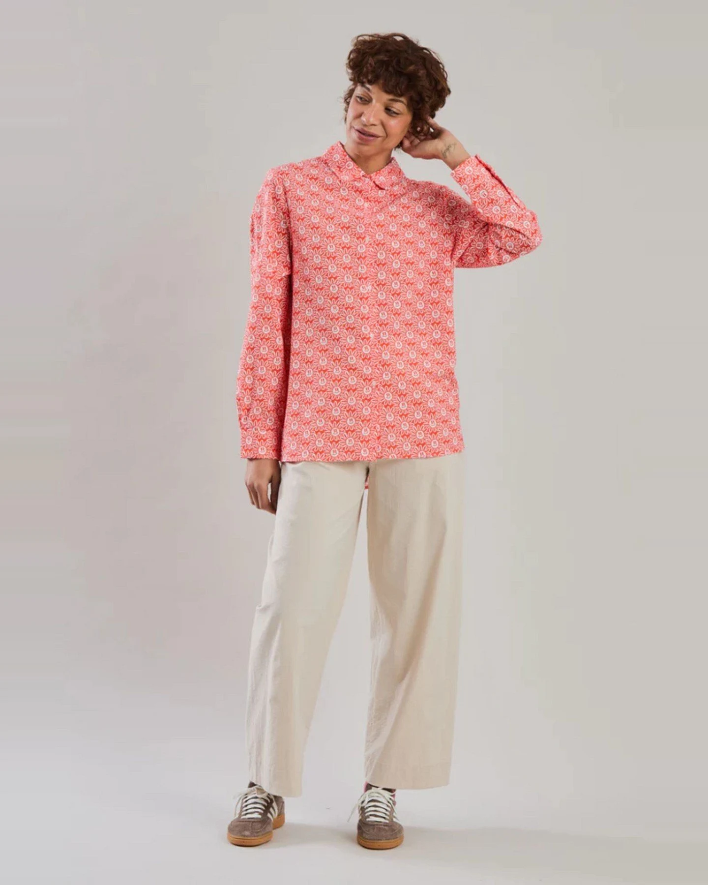 Bluse Asis Percales Daisy Rot – Ansicht 5