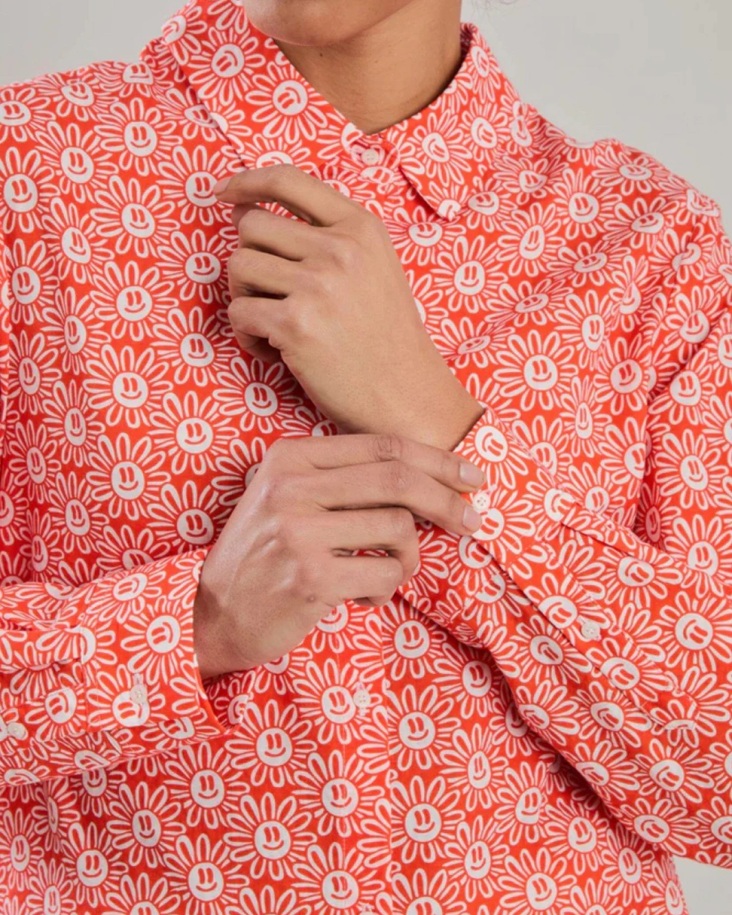 Bluse Asis Percales Daisy Rot – Ansicht 4