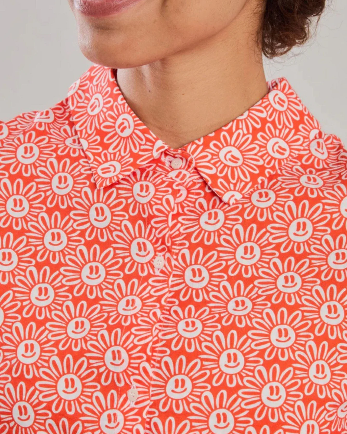 Bluse Asis Percales Daisy Rot – Ansicht 6