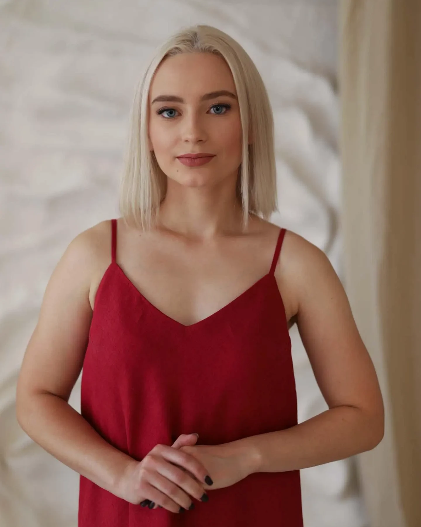 Amber Linen Damen vegan Kleid Sperlonga Rot – Ansicht 2